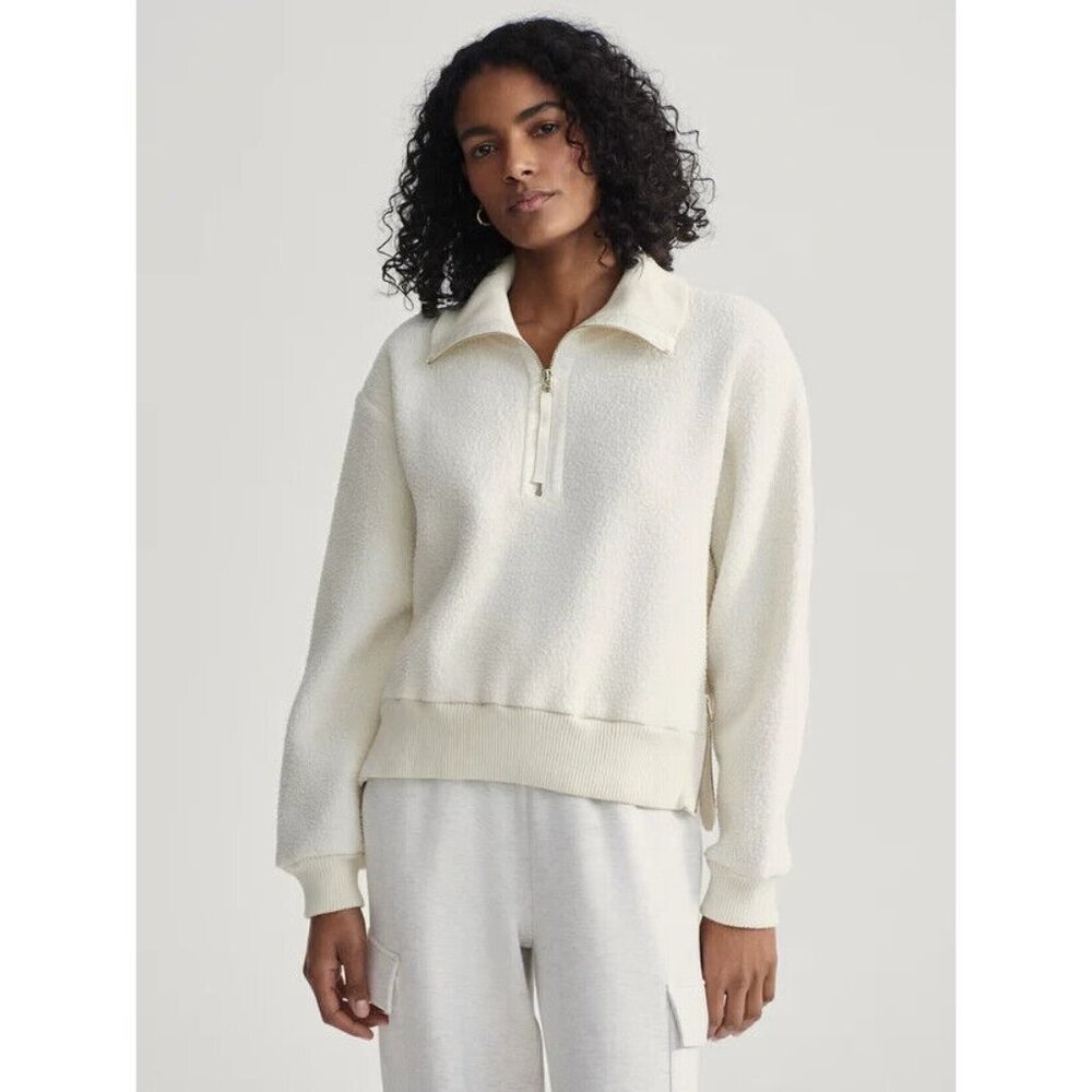 Varley Cream Half-Zip Pullover Sweater